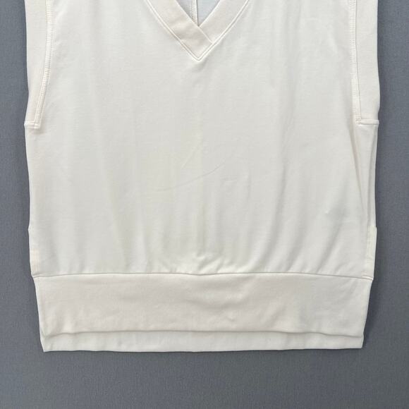 ATHLETA Retroterry V-neck Sweatshirt Top Womens Large Cream Sleeveless Pullover - Picture 6 of 13
